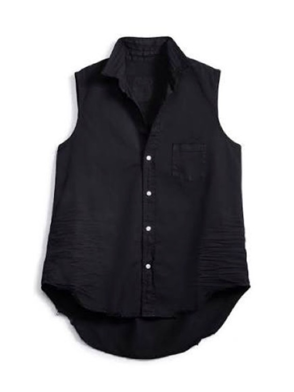 Frank & Eileen Fiona Denim Sleeveless Cotton Button Up Tank Top Black Size XXS